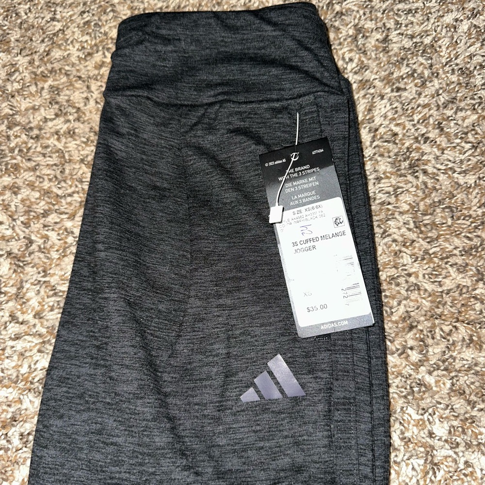 Adidas Kids Gray Joggers with Pleated Front